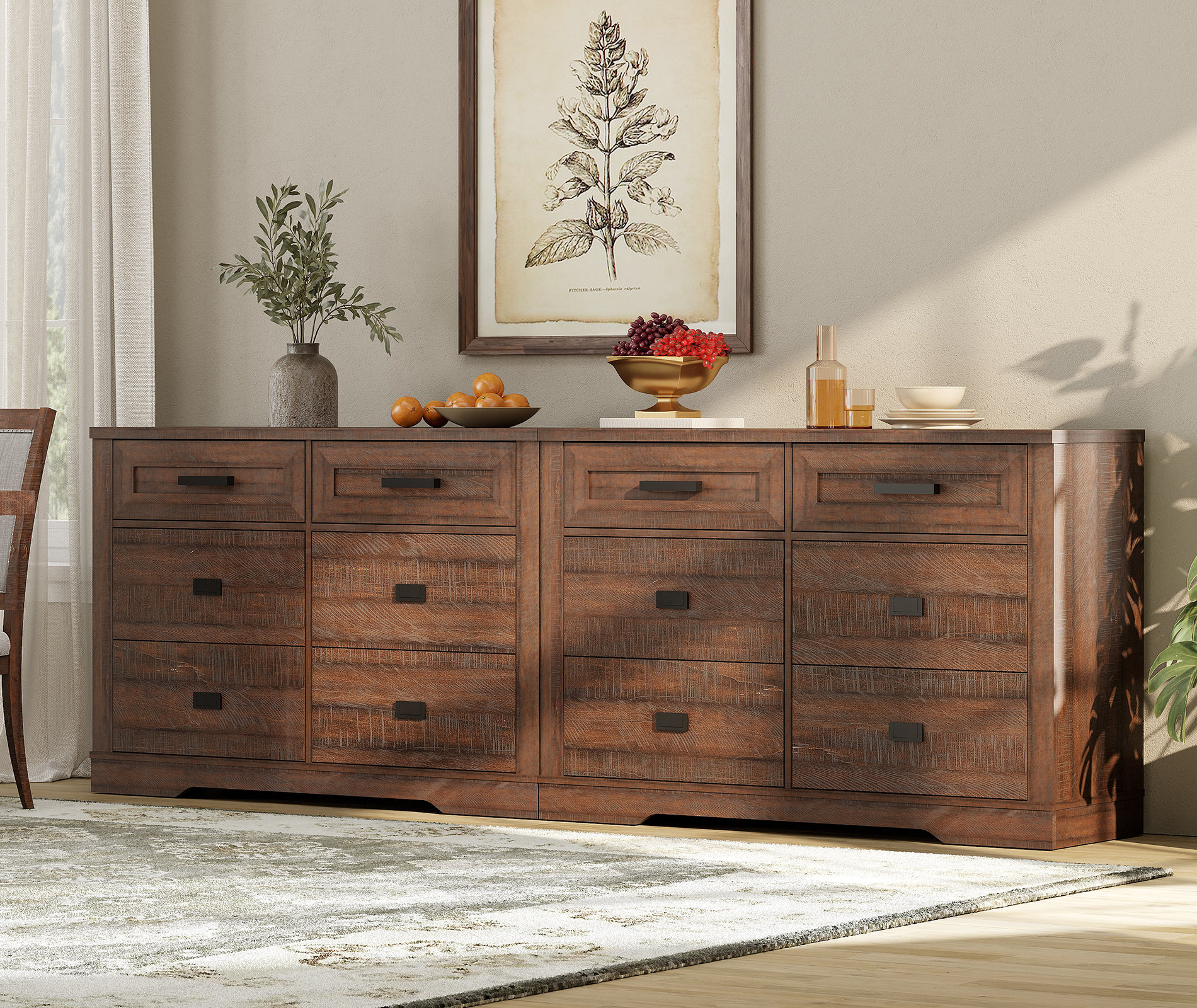 Gracie Oaks Laziza Wide Dresser for Bedroom with 12 Drawers Gracie Oaks Laziza Wide Dresser for Bedroom with 12 Drawers